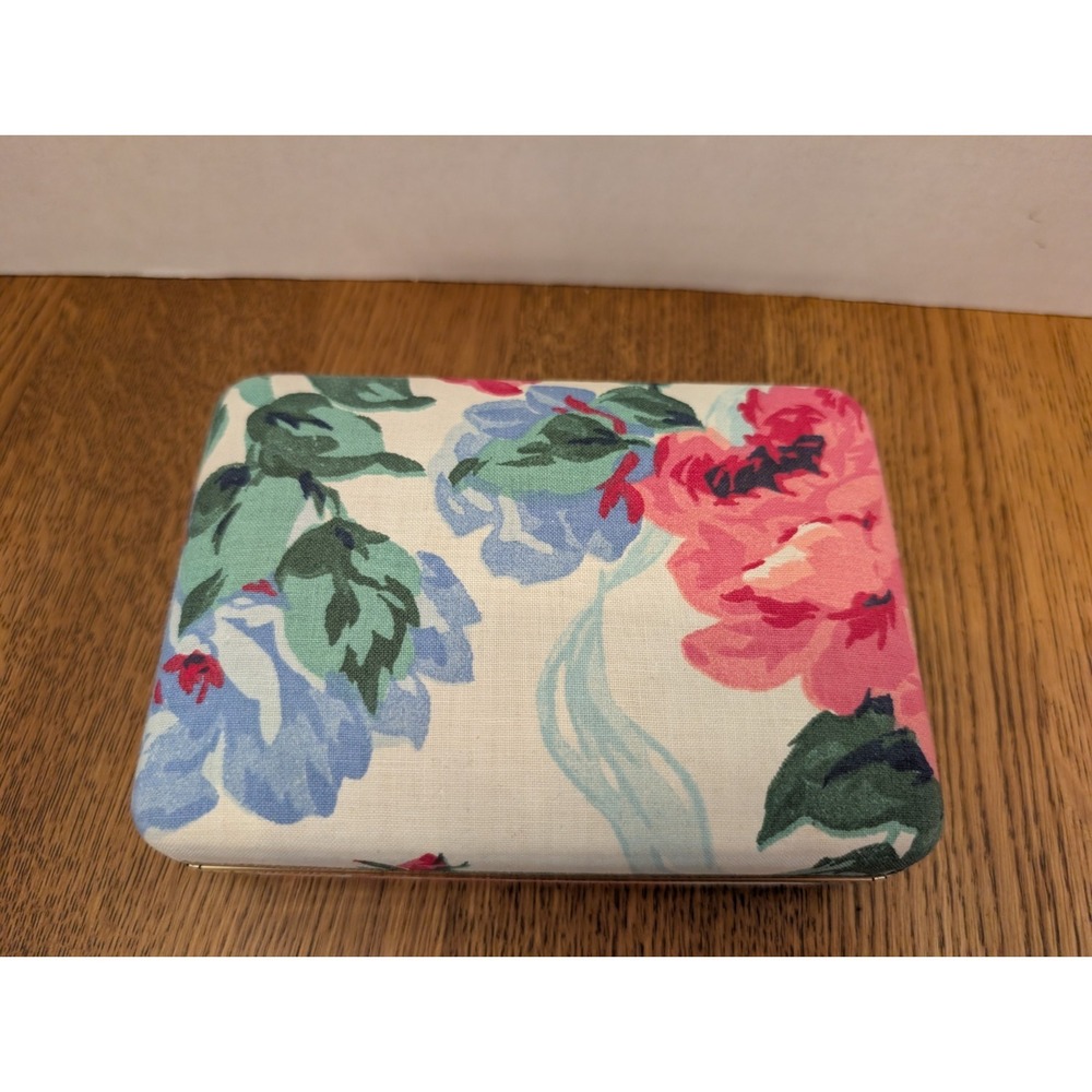 Vintage Floral Travel Jewelry Hard Case Clam Shell/Mirror/5.5x3.75x1.5" - Picture 8 of 8